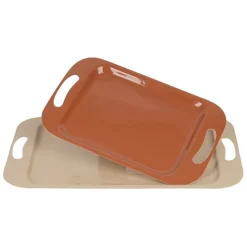 Lot de 2 plateaux en fer terracotta - Klosen