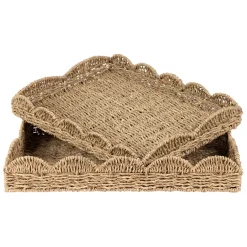 Lot de 2 plateaux en jonc de mer naturel - Chaumière