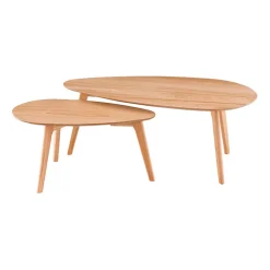 Lot de 2 table basse en chêne naturel - Becka
