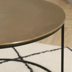 Lot de 2 table gigogne en aluminium et fer doré - Felia