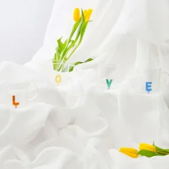 Lot de 4 tasses a thé love en verre multicolore 35cl - Colorea