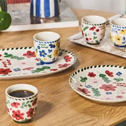 Lot de 4 tasses en grès fleur multicolore 17cl - Bellagio