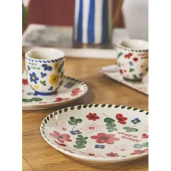 Lot de 4 tasses en grès fleur multicolore 17cl - Bellagio
