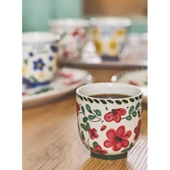 Lot de 4 tasses en grès fleur multicolore 17cl - Bellagio