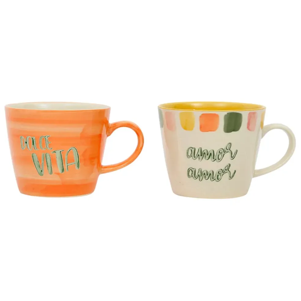Lot de 2 tasses en grès multicolore 35cl - Dolce Vita