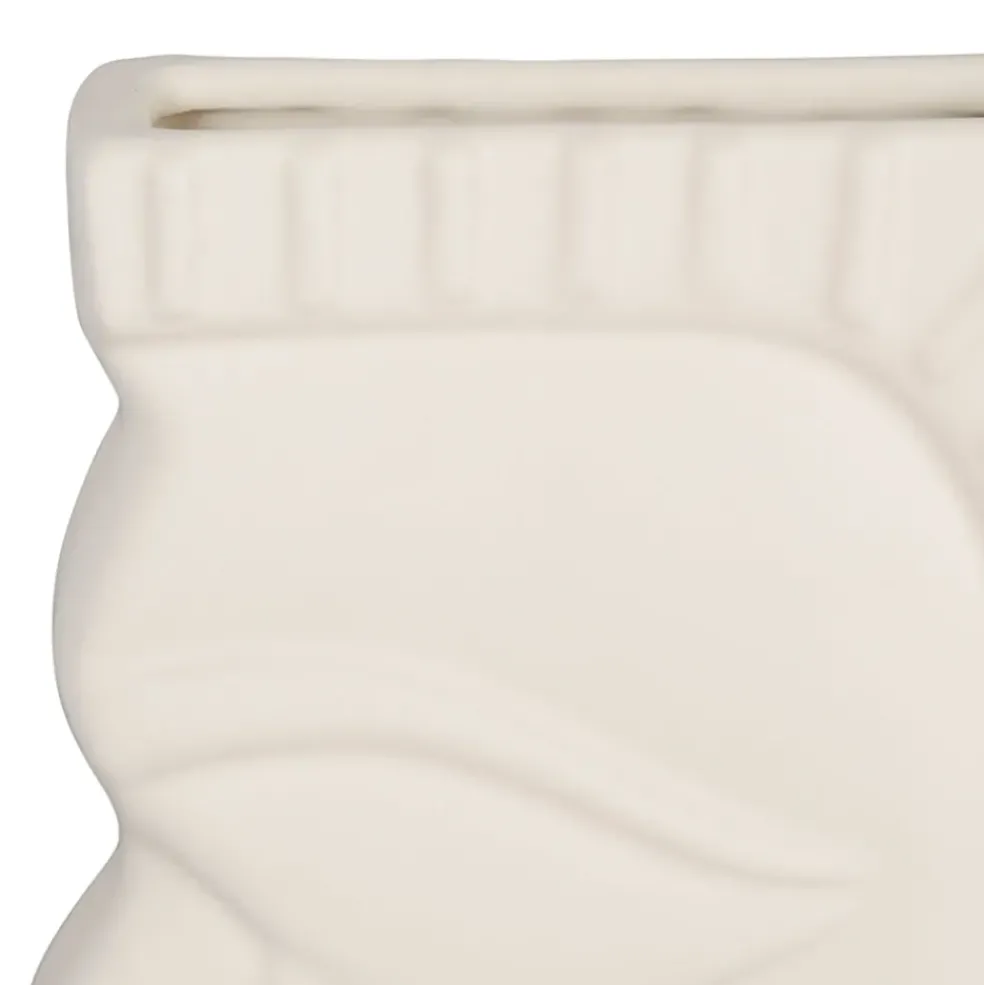 Lot de 2 vases visage en grès beige - Greeka