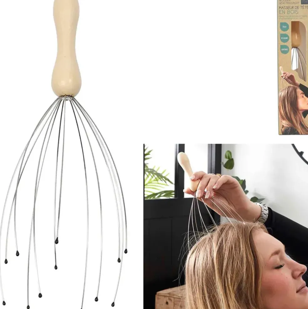 Masseur de tête manche en bois