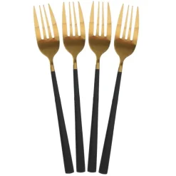 Menagère 16 pieces doré et noir en acier inoxydable