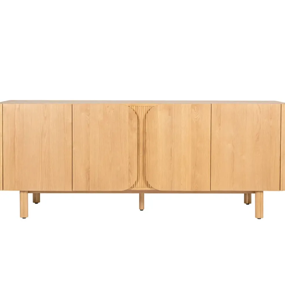Meuble bas 4 portes en chêne naturel 200xh80cm - Sirocco