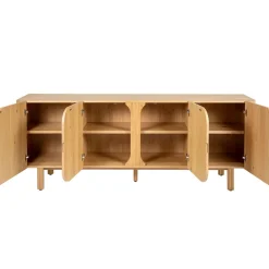 Meuble bas 4 portes en chêne naturel 200xh80cm - Sirocco