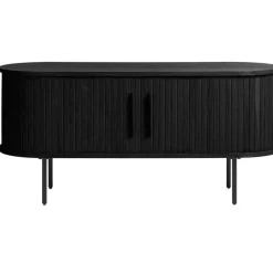 Meuble TV en placage chêne noir L123cm - Nola
