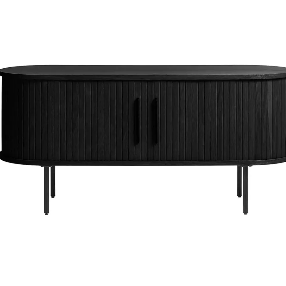 Meuble TV en placage chêne noir L123cm - Nola