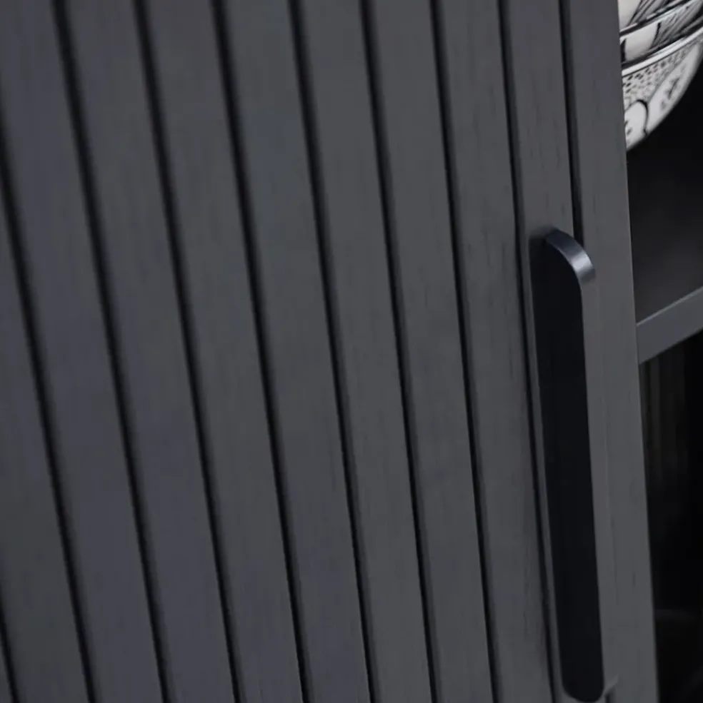 Meuble TV en placage chêne noir L123cm - Nola