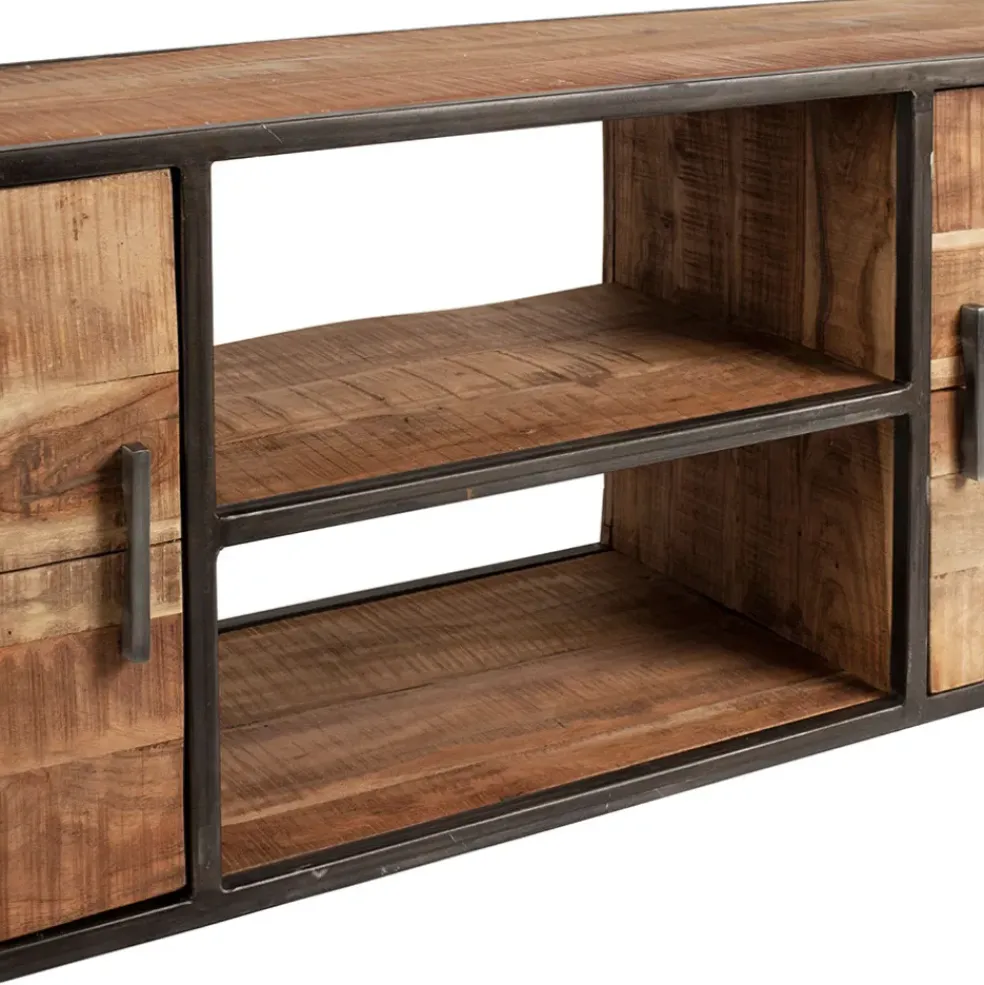 Meuble TV industriel en acacia et fer L175cm - Factory