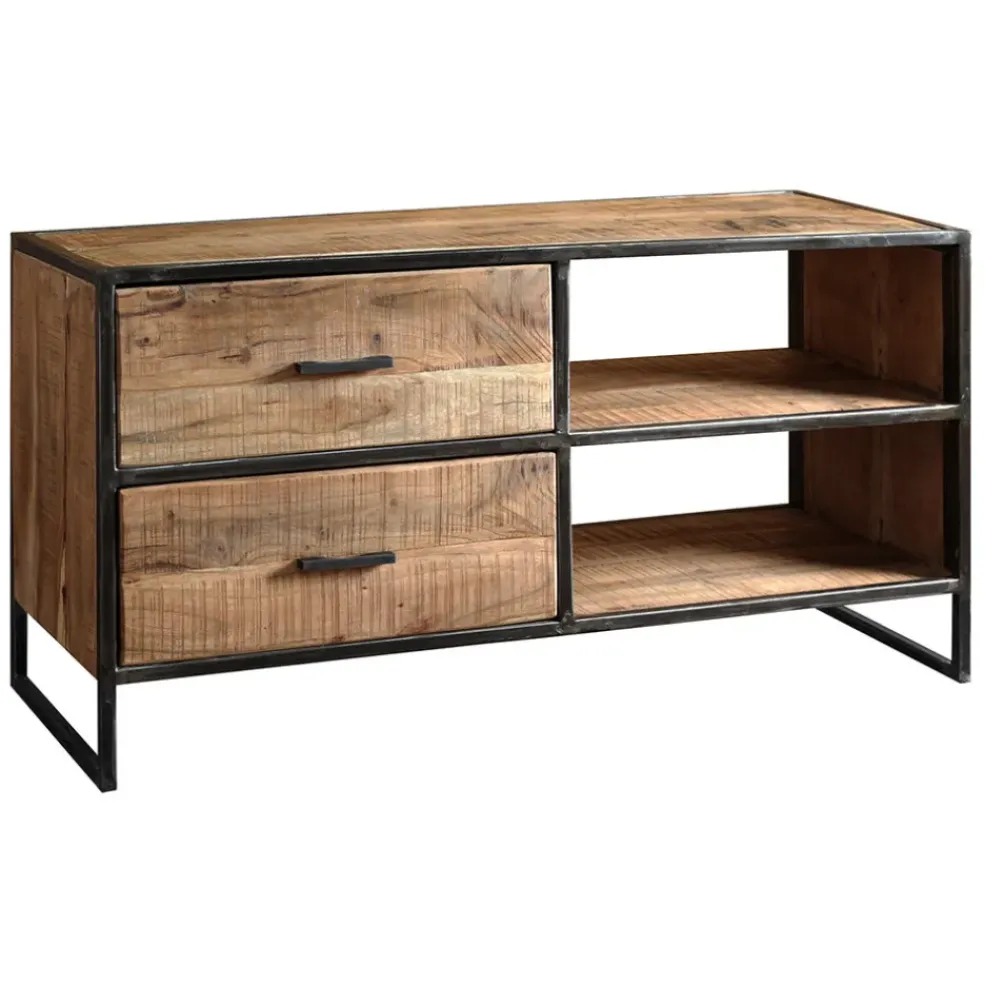 Meuble TV industriel en acacia et fer L120cm - Factory
