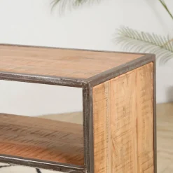 Meuble TV industriel en acacia et fer L120cm - Factory
