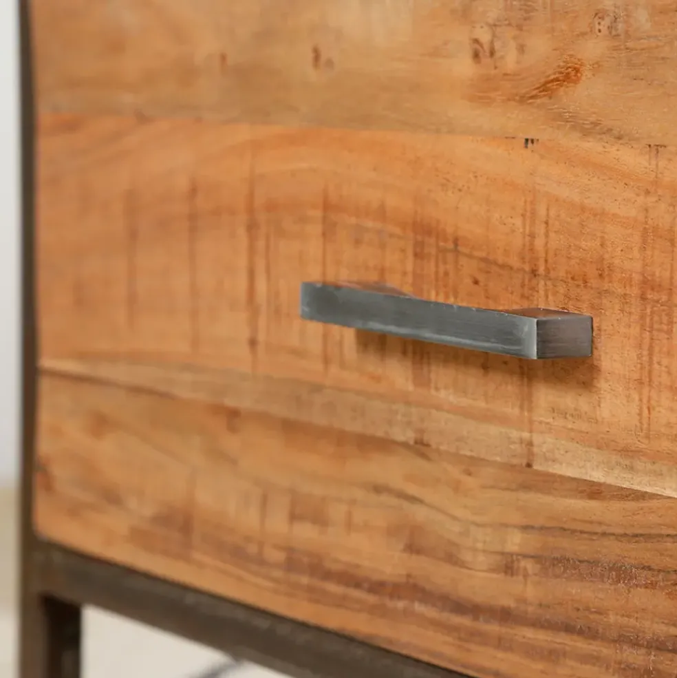 Meuble TV industriel en acacia et fer L120cm - Factory