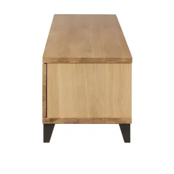 Meuble TV naturel en chêne 2 portes L150cm - Manny