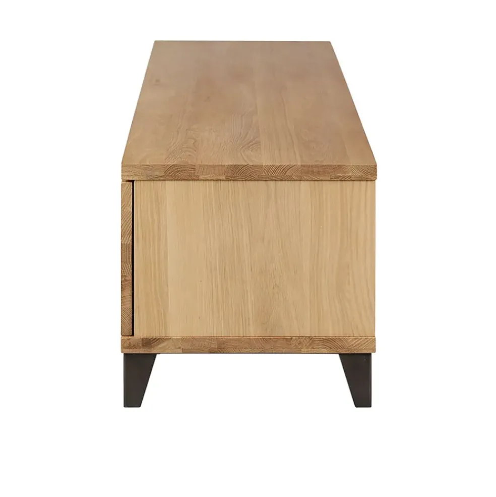Meuble TV naturel en chêne 2 portes L150cm - Manny