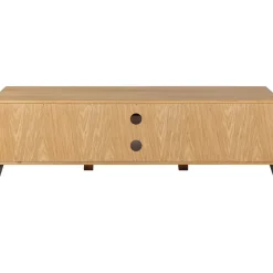 Meuble TV naturel en chêne 2 portes L150cm - Manny
