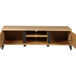 Meuble TV naturel en chêne 2 portes L150cm - Manny