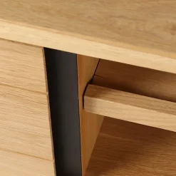 Meuble TV naturel en chêne 2 portes L150cm - Manny