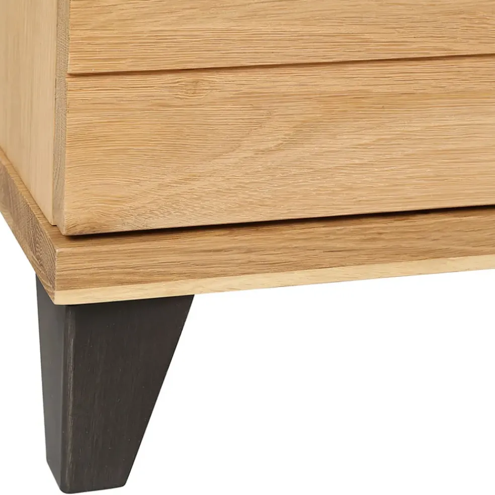 Meuble TV naturel en chêne 2 portes L150cm - Manny