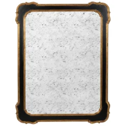Miroir antique en bois noir et doré 80x105cm