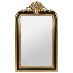 Miroir baroque noir et doré en bois - Féerie