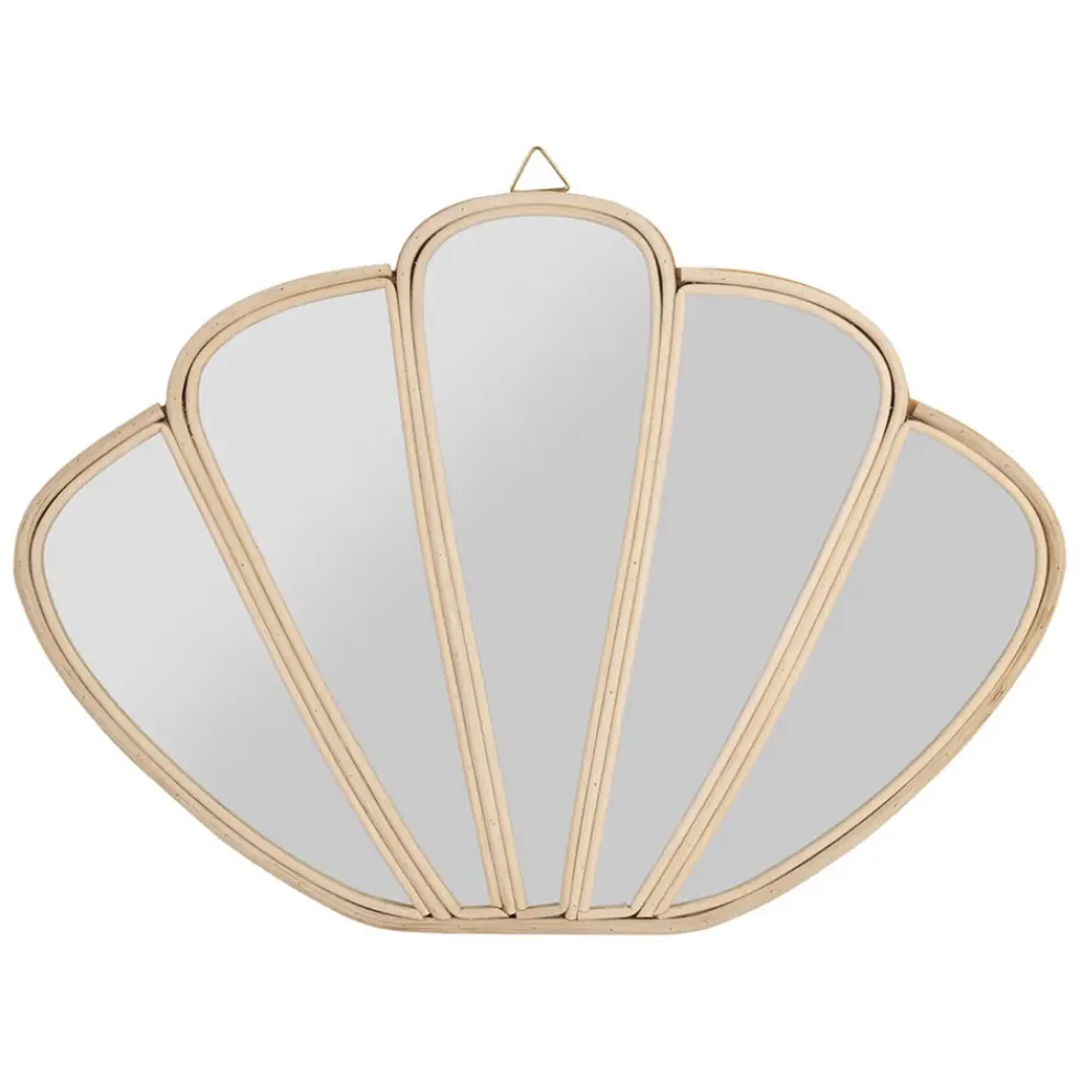 Miroir coquillage en rotin naturel 50x35cm