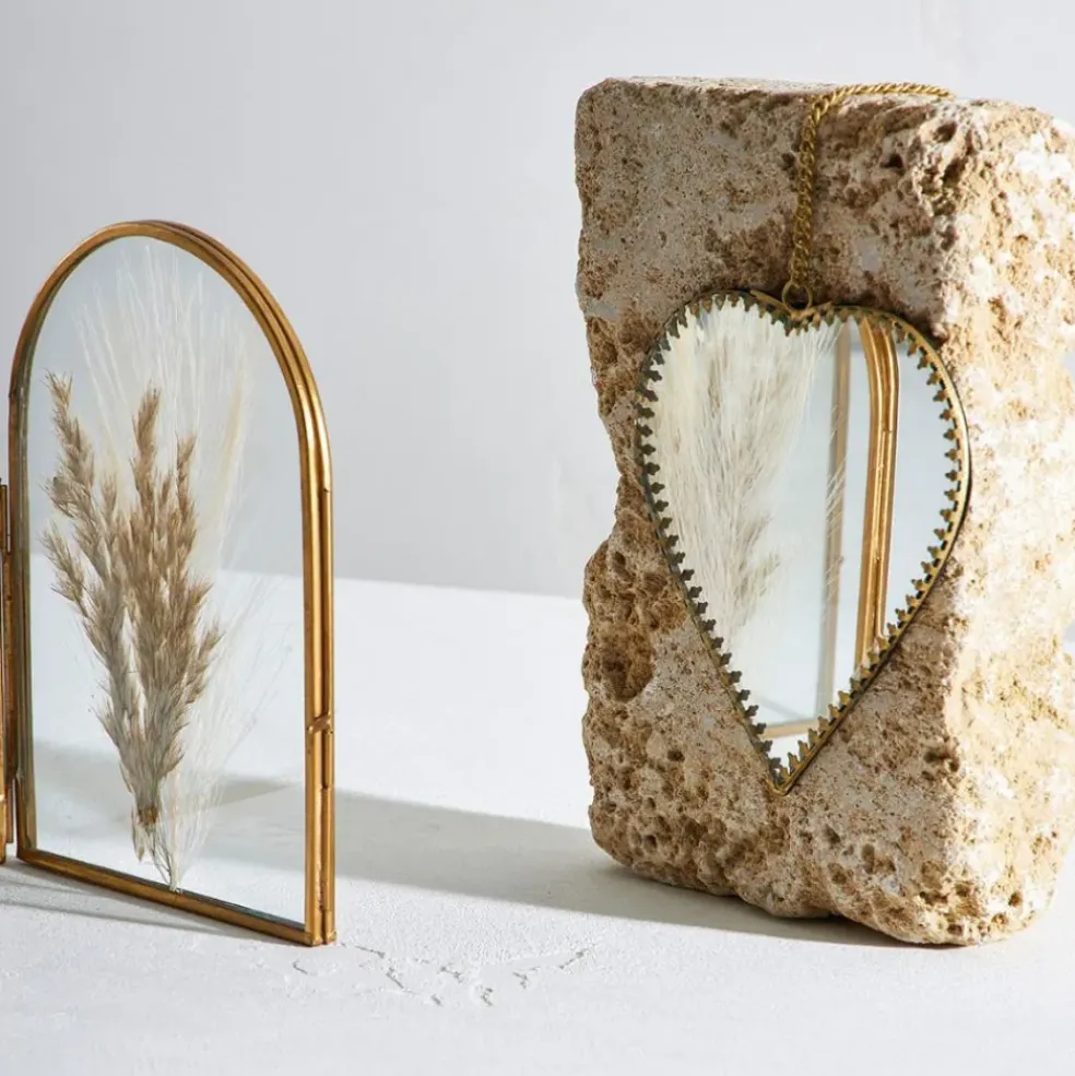 Miroir cœur en laiton et miroir 15x16cm - Cœur