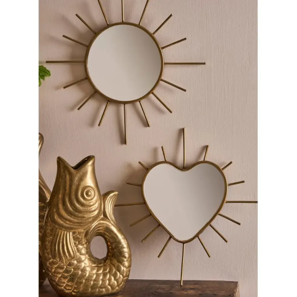Miroir cœur en laiton 20x20cm - Jolinio