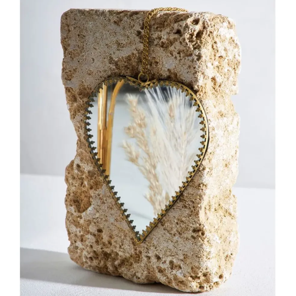 Miroir cœur en laiton 20x21cm - Cœur