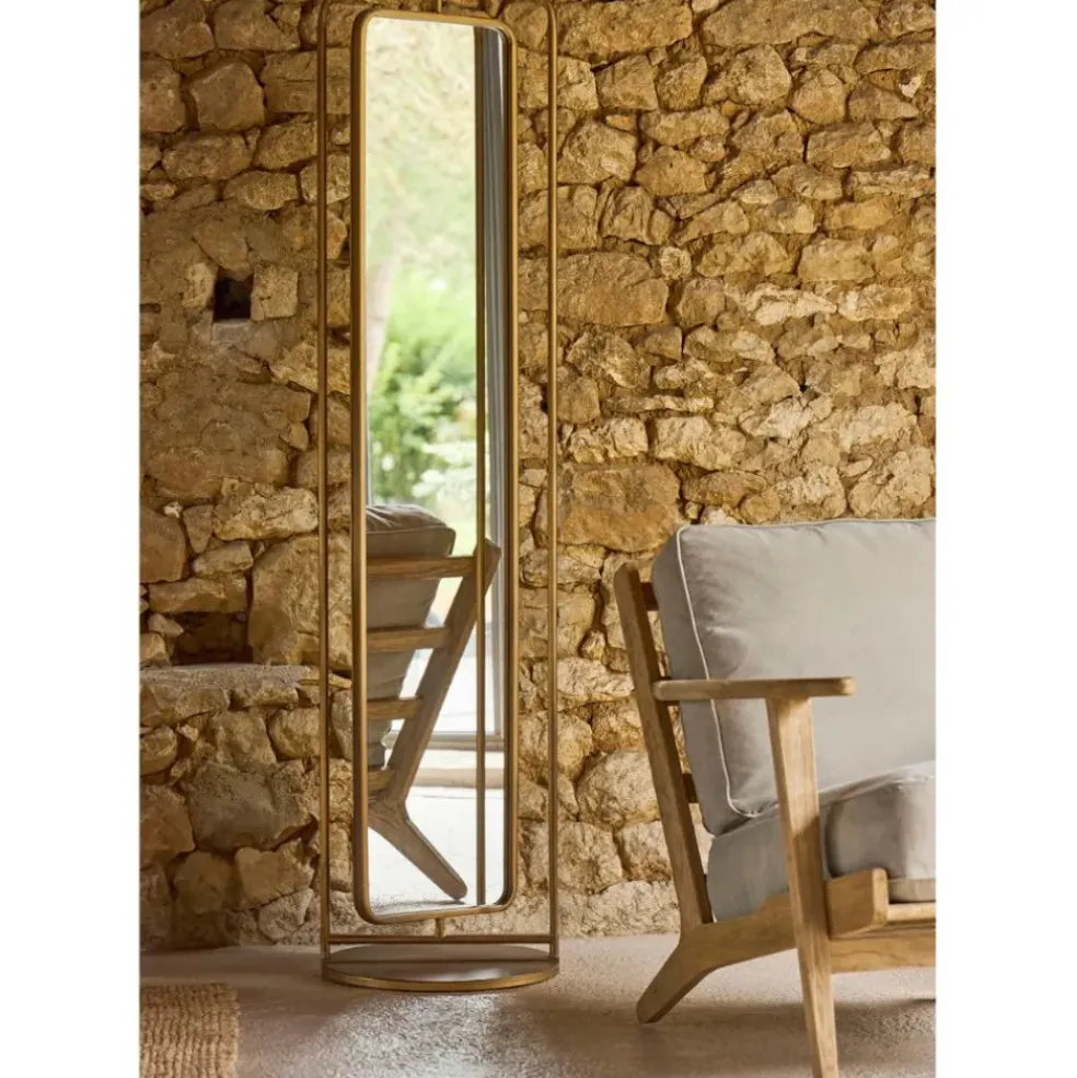 Miroir en fer et panneau de bois h169cm - Aziru