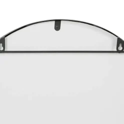 Miroir en fer noir arrondie avec étagere bambou naturel 50.5x70cm - Garden
