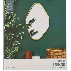 Miroir losange contour dore 34x25cm