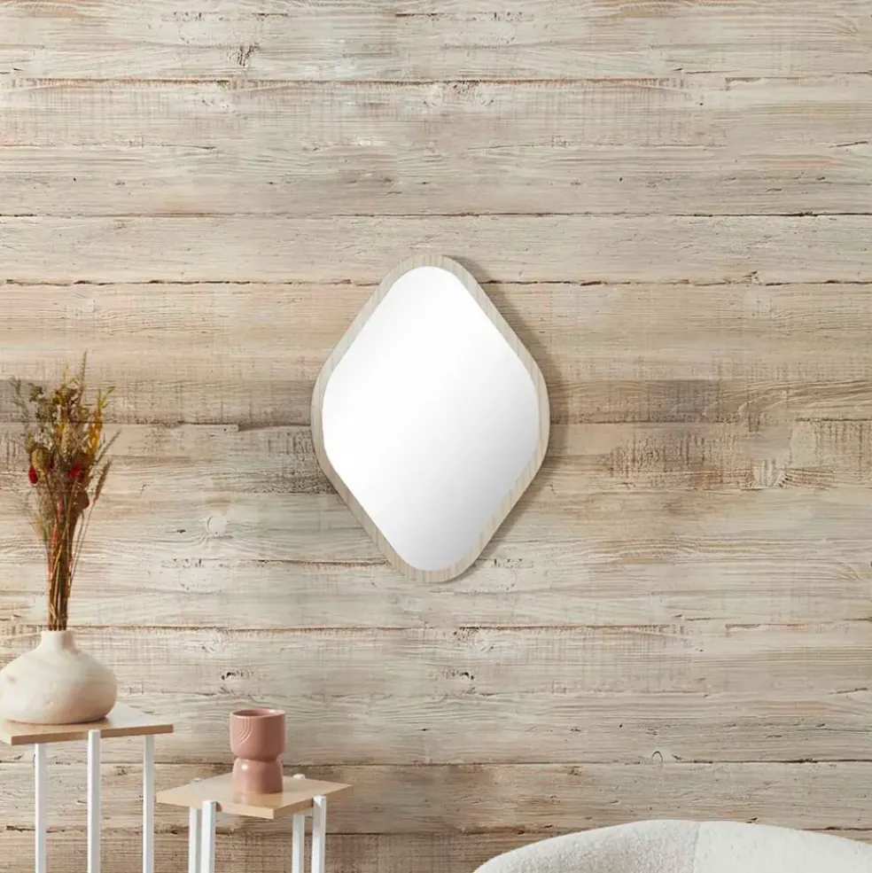 Miroir losange en bois clair 44x60cm - Elio