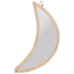 Miroir lune en rotin naturel 14x30cm