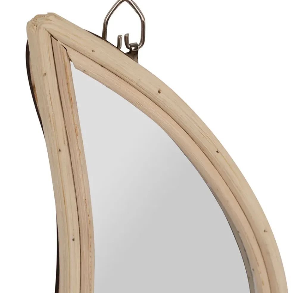 Miroir lune en rotin naturel 14x30cm