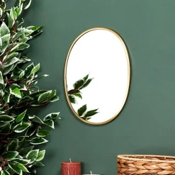 Miroir ovale contour dore 34x25cm