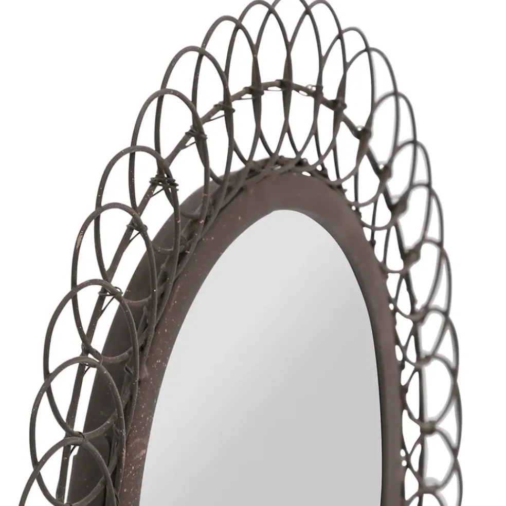 Miroir rond en fer noir D31cm - Lore