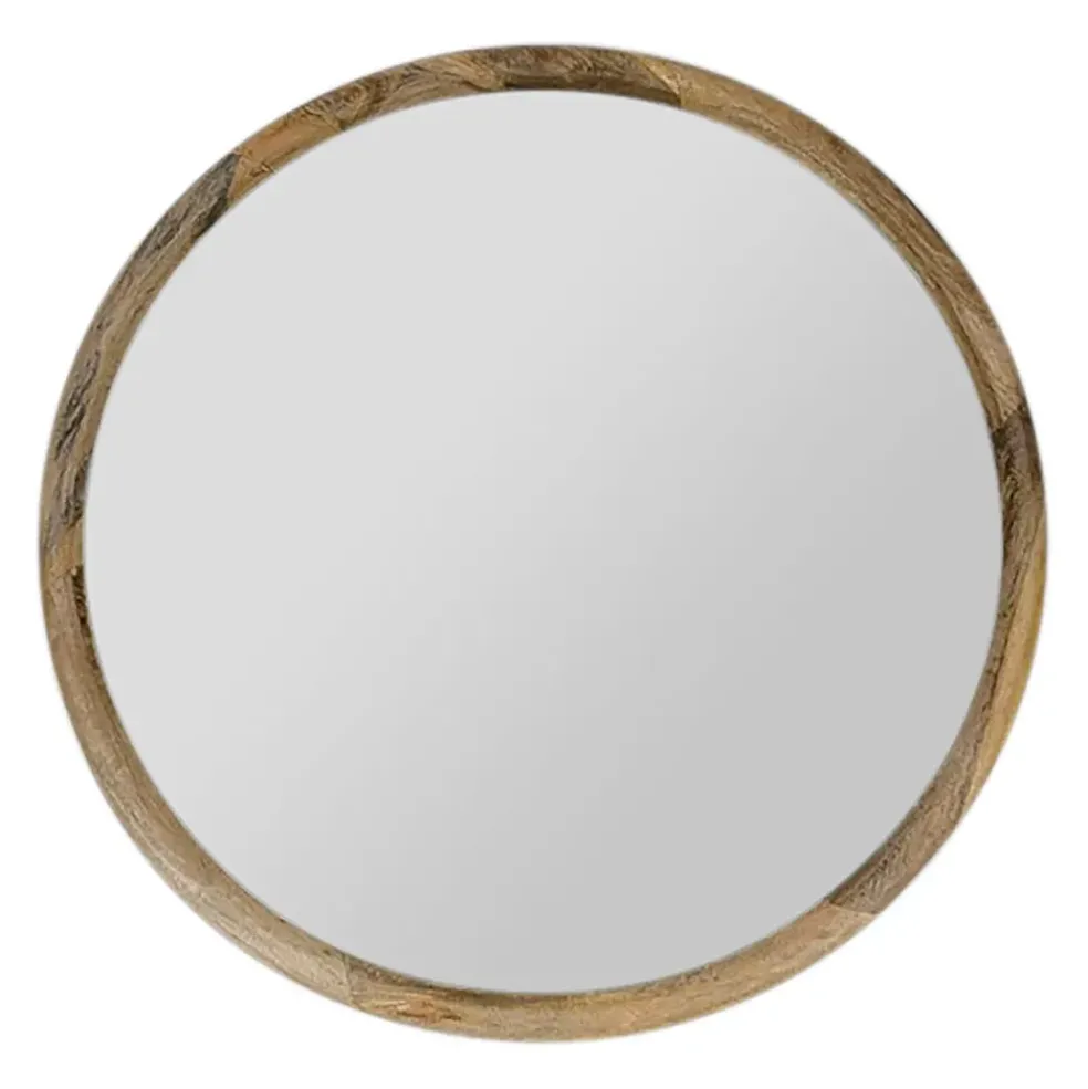Miroir rond en manguier d80cm - Hervea
