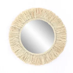 Miroir rond en raphia naturel d47cm - Efia