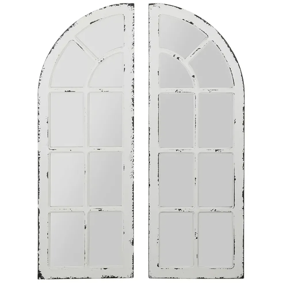 Miroirs x2 blanc patiné 40x117cm - orangerie