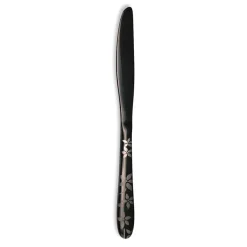 Ménagère 16 pièces en inox noir motif printemps