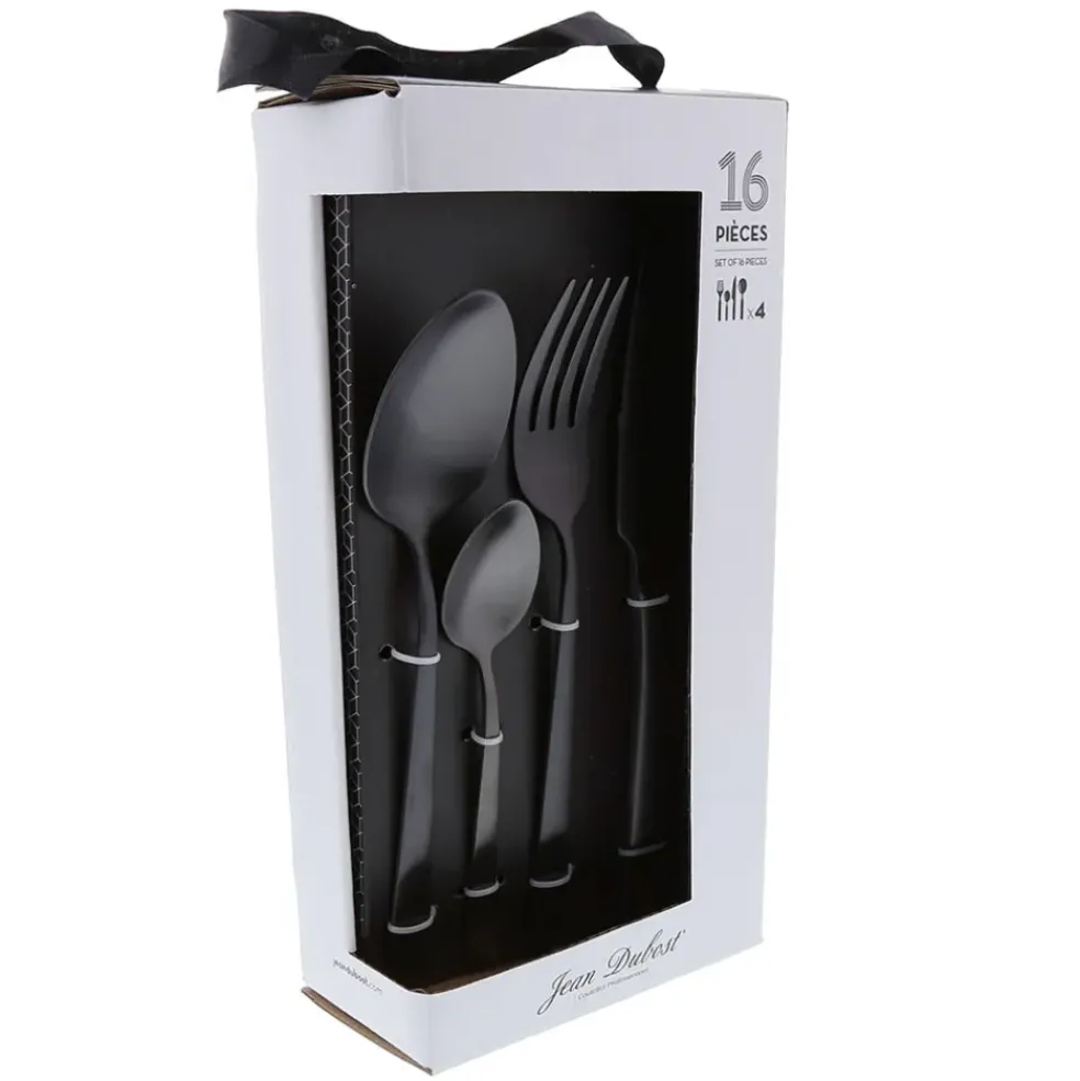 Ménagère 16 pièces en inox noir - Delta