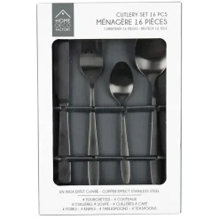 Ménagère 16 pièces noir en acier inoxydable