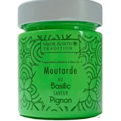 Moutarde saveur basilic & pignons (pot vert)
