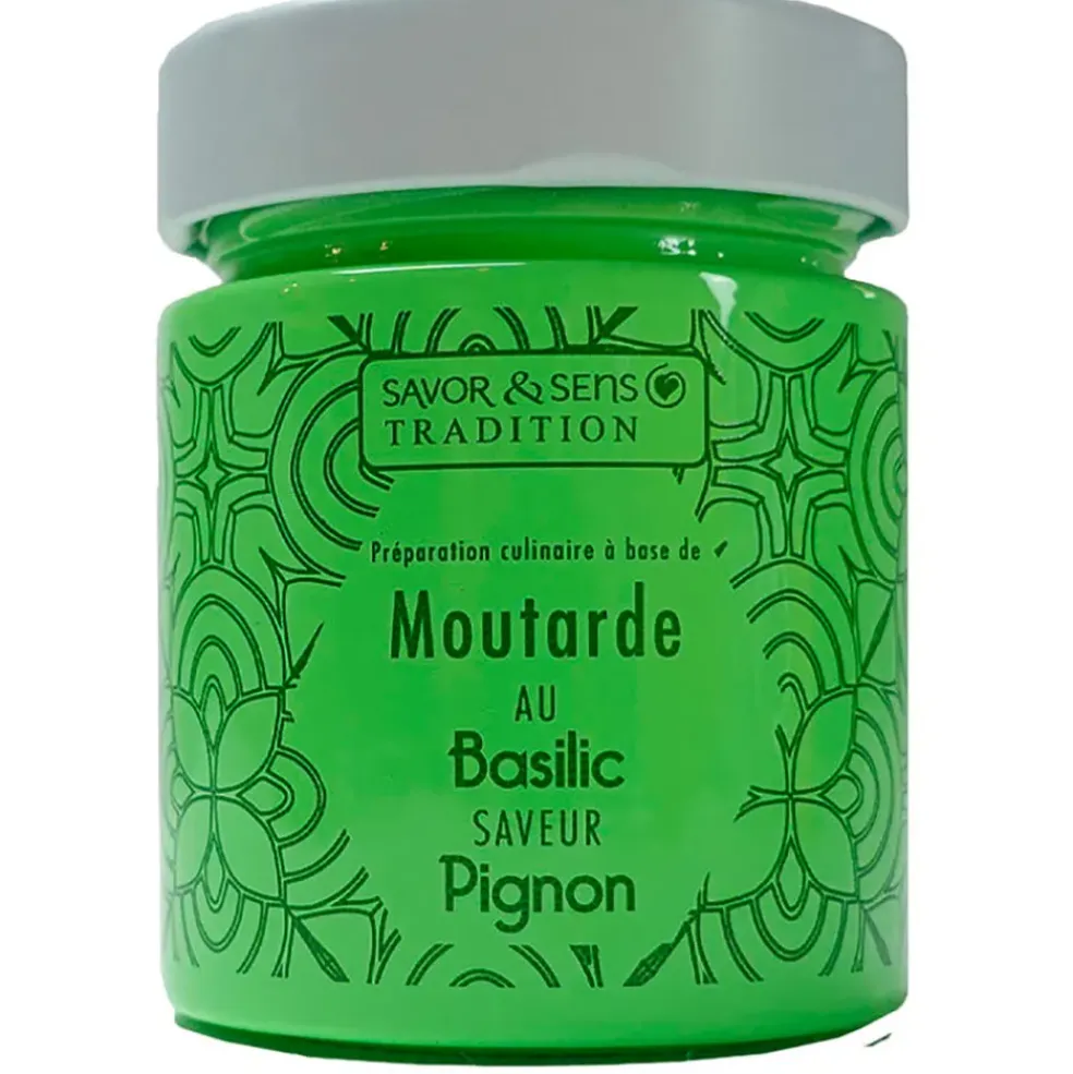 Moutarde saveur basilic & pignons (pot vert)
