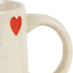 Mug en grès blanc et rouge moucheté 35cl - Famille
